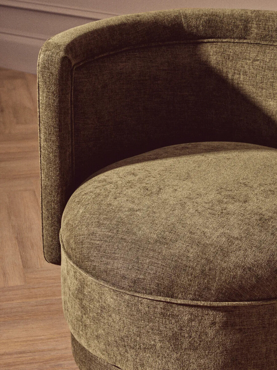 Drake Forest Green Chenille Effect Curved Chair