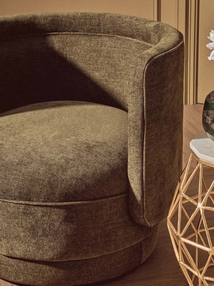 Drake Forest Green Chenille Effect Curved Chair