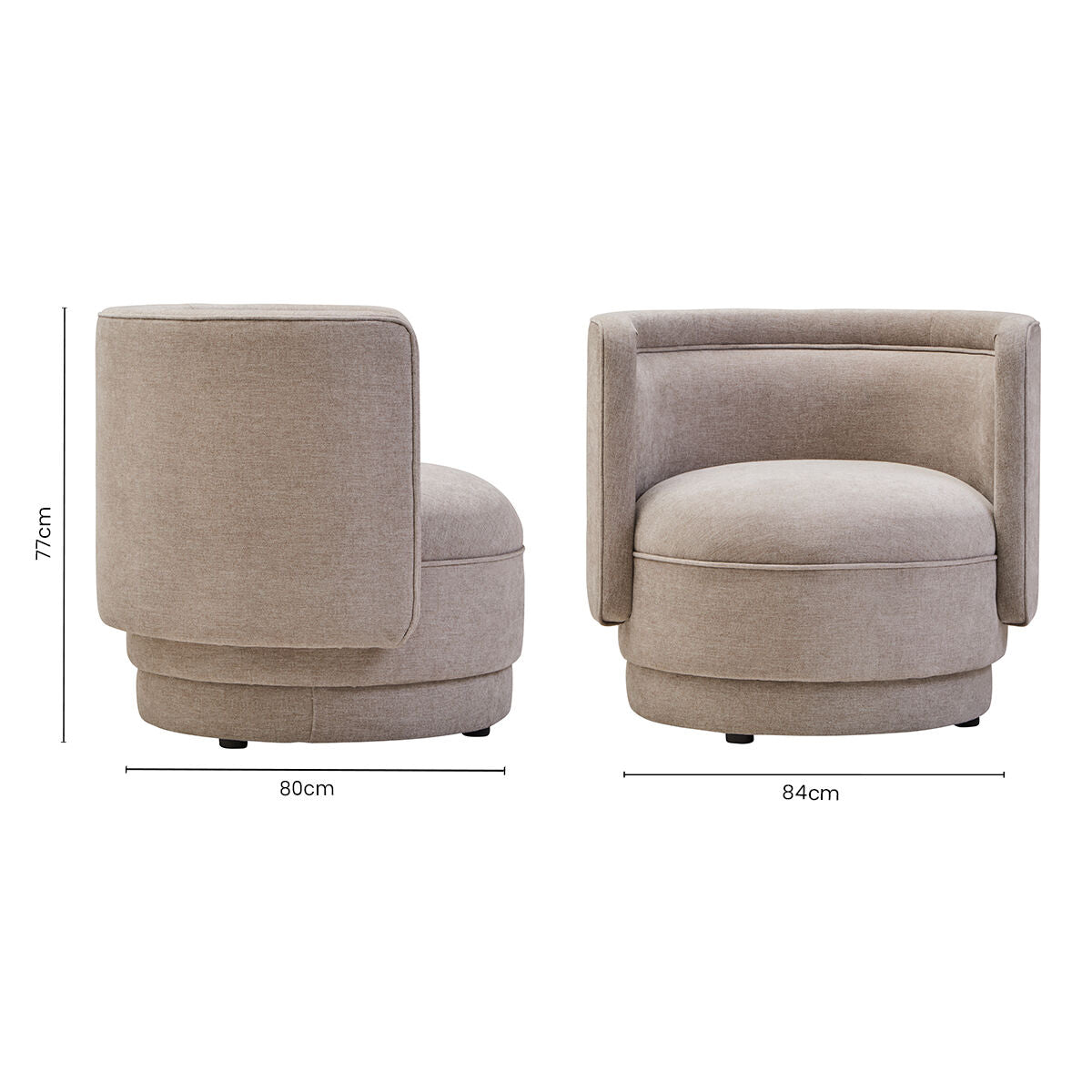 Drake Taupe Chenille Effect Curved Chair