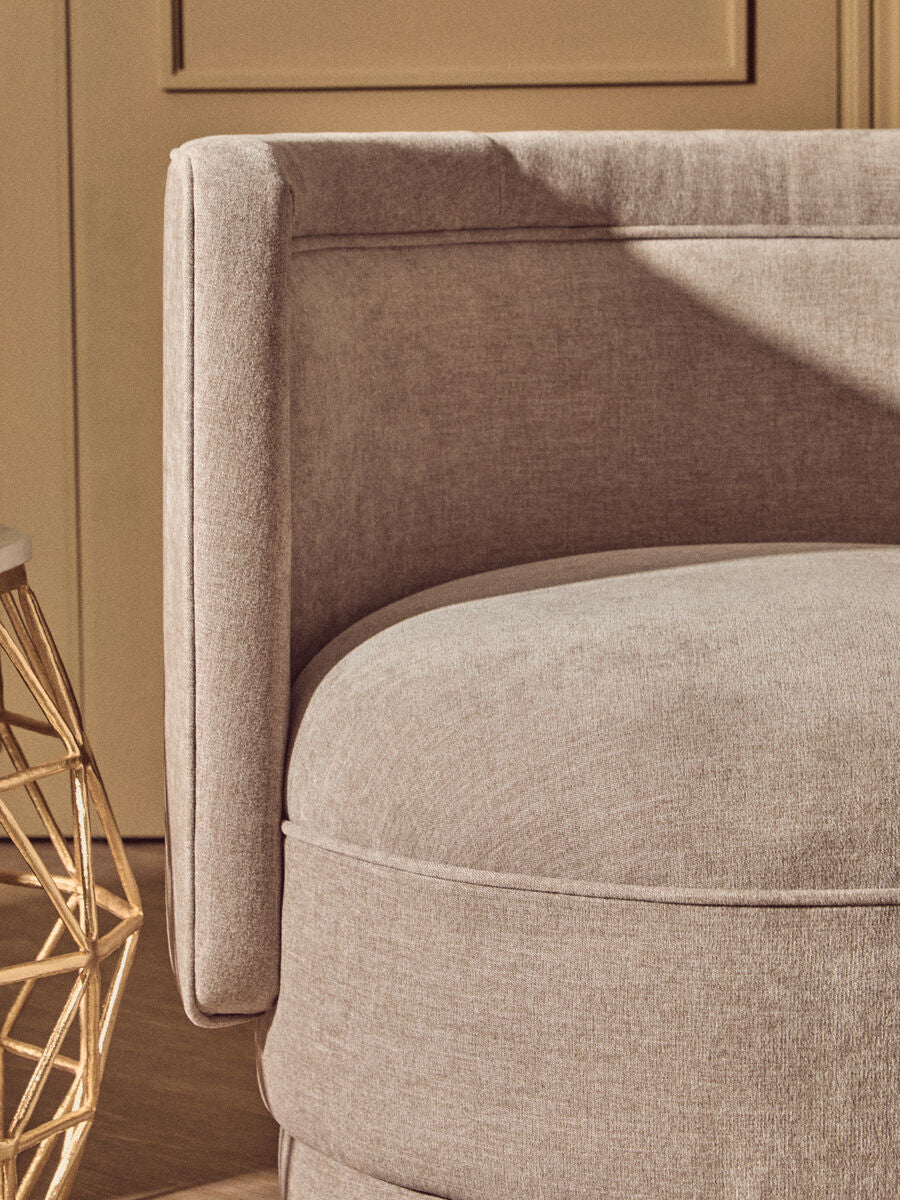 Drake Taupe Chenille Effect Curved Chair