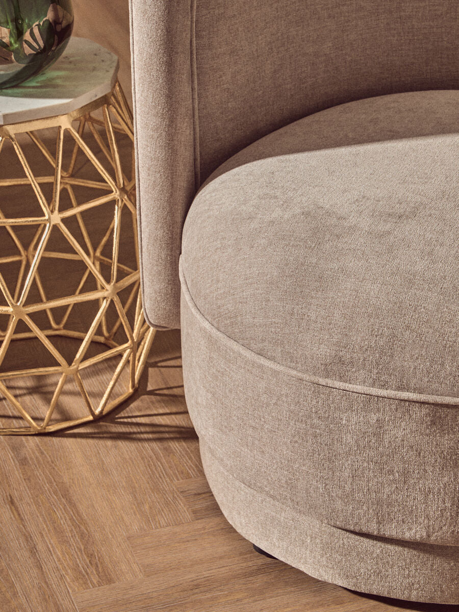 Drake Taupe Chenille Effect Curved Chair