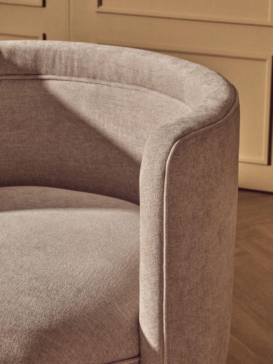 Drake Taupe Chenille Effect Curved Chair