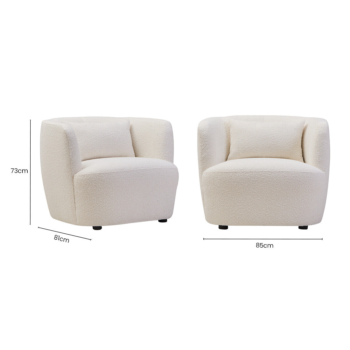 Bruge Cream Textured Fabric Curved Chair