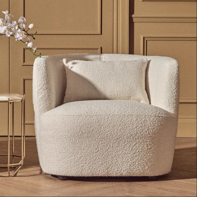 Bruge Cream Textured Fabric Curved Chair