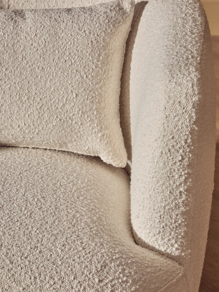 Bruge Cream Textured Fabric Curved Chair
