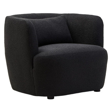 Bruge Black Textured Fabric Curved Chair