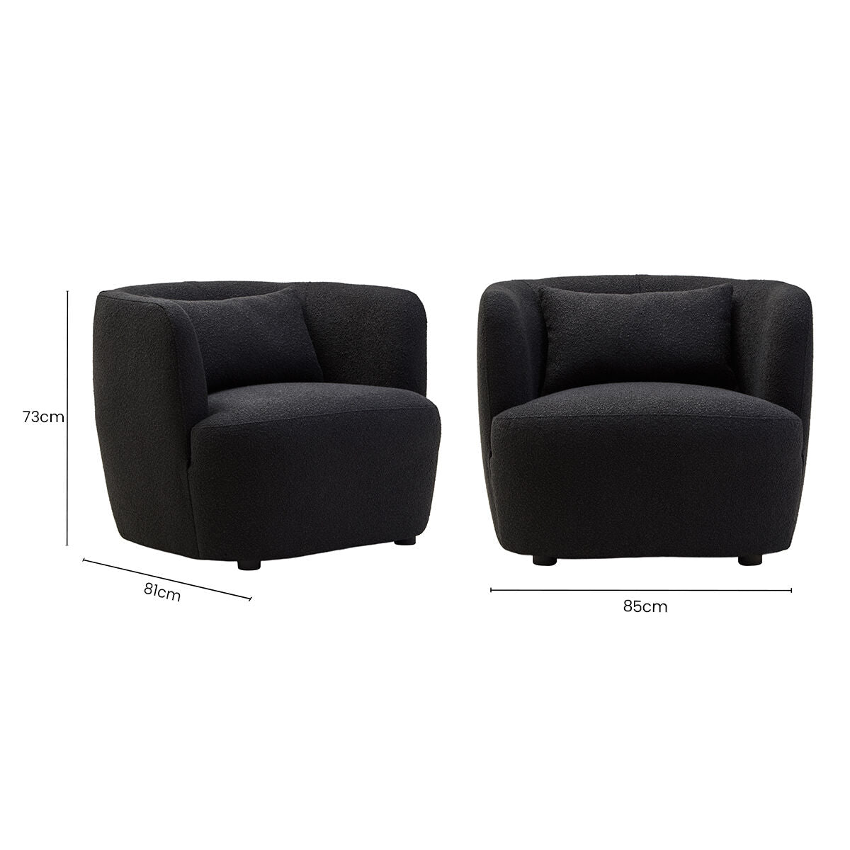 Bruge Black Textured Fabric Curved Chair