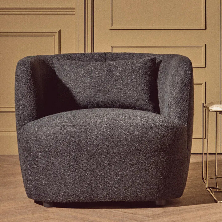 Bruge Black Textured Fabric Curved Chair