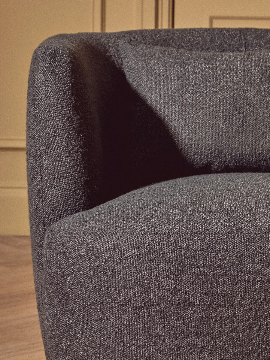 Bruge Black Textured Fabric Curved Chair