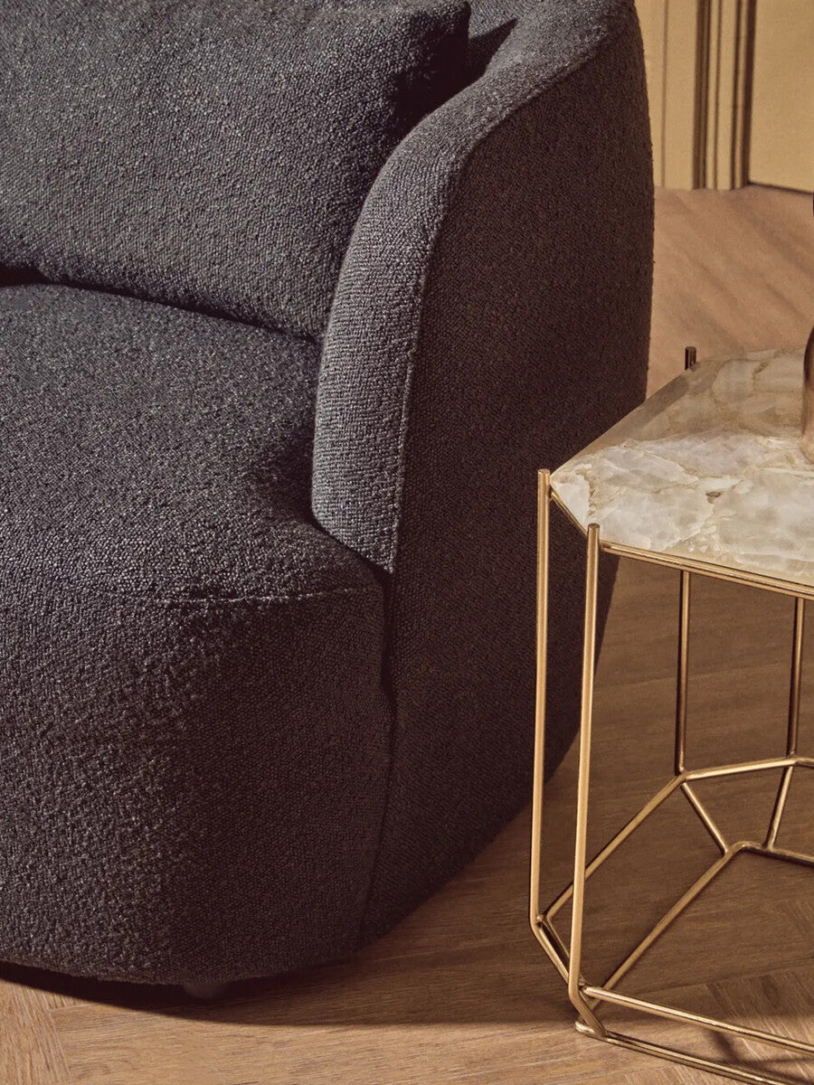 Bruge Black Textured Fabric Curved Chair