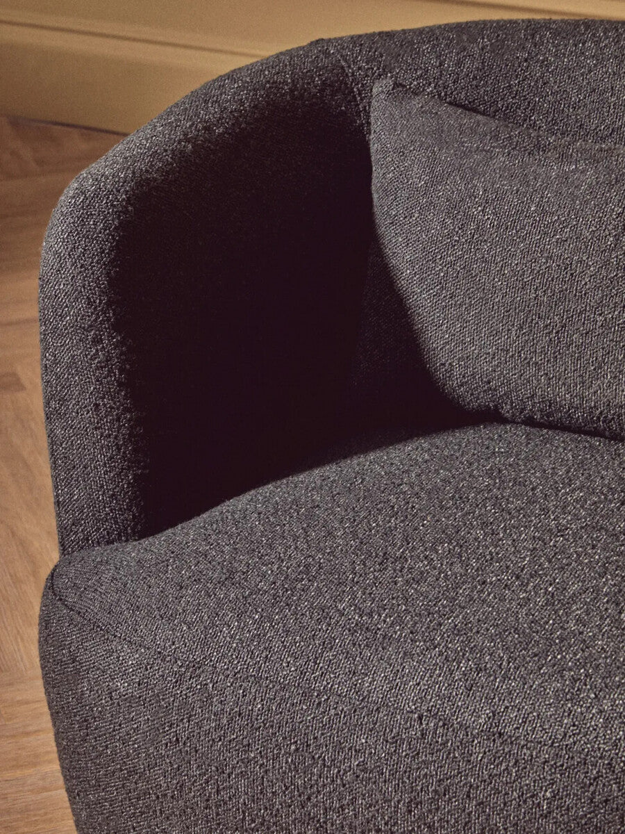 Bruge Black Textured Fabric Curved Chair