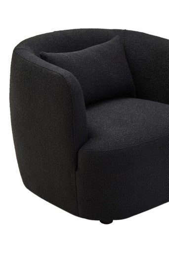 Bruge Black Textured Fabric Curved Chair