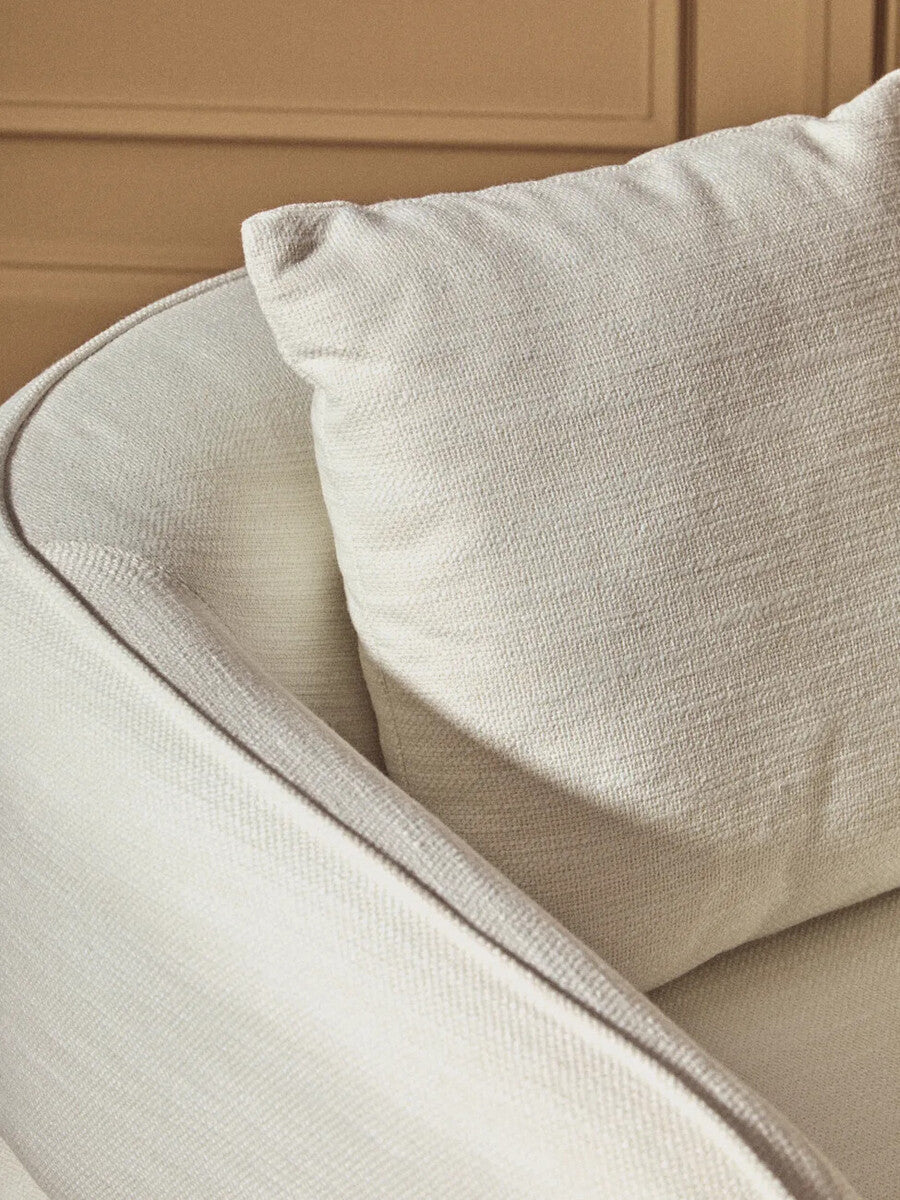 Bilani Cream Linen Effect Curved Chair