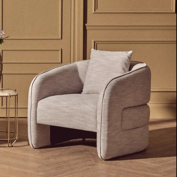 Bilani Grey Linen Effect Curved Chair