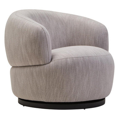 Bordo Grey Textured Fabric Curved Swivel Chair