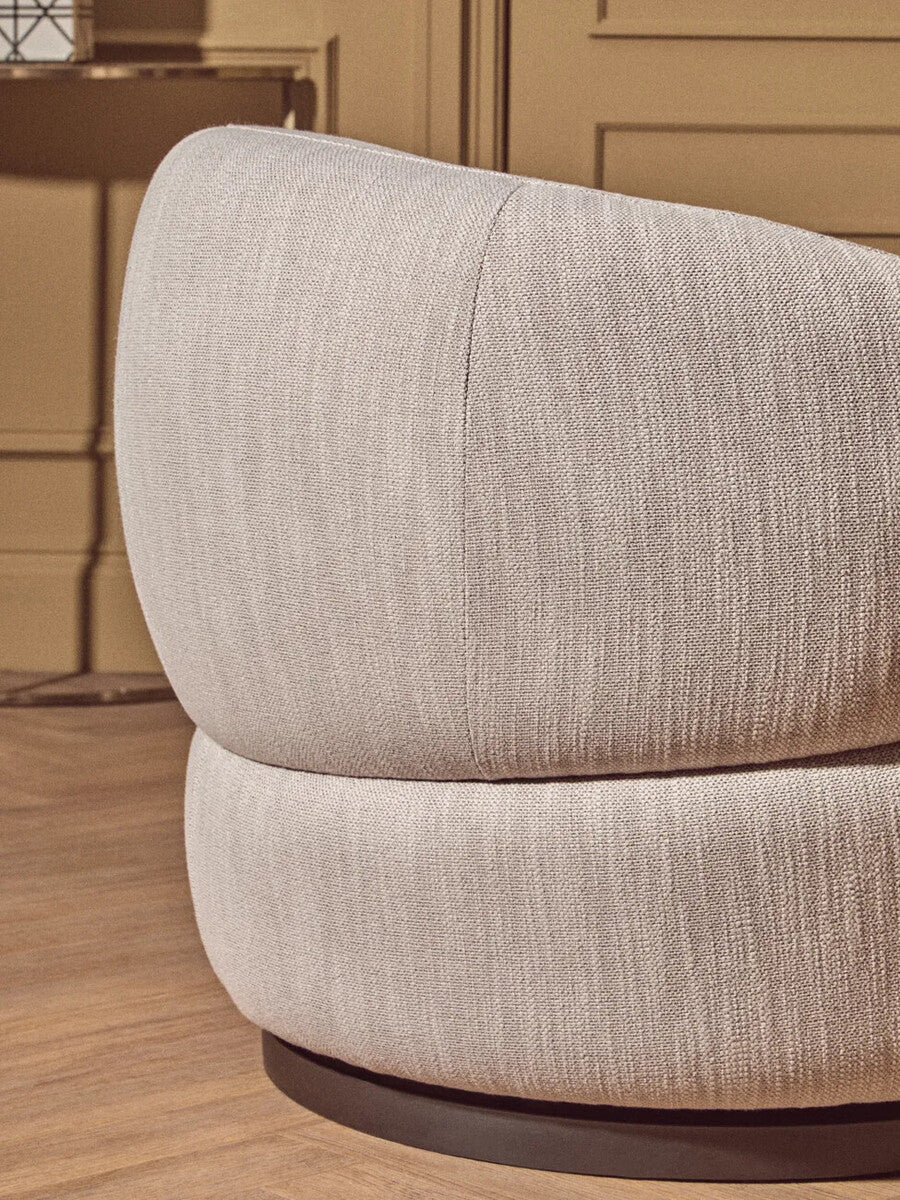 Bordo Grey Textured Fabric Curved Swivel Chair
