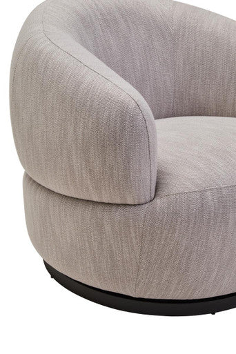Bordo Grey Textured Fabric Curved Swivel Chair