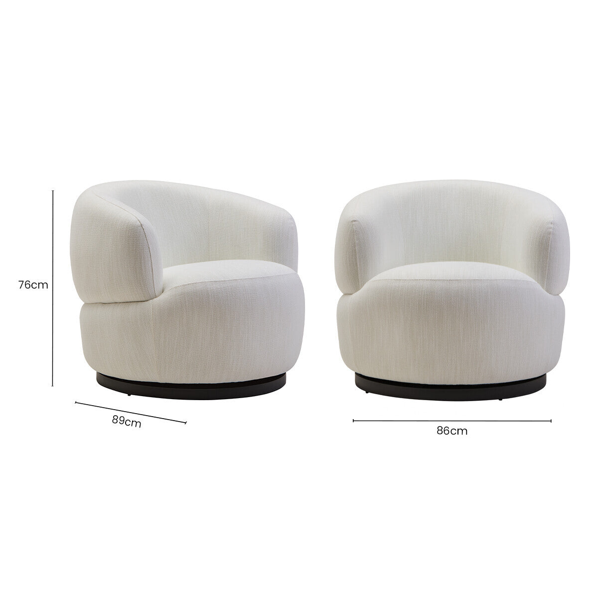 Bordo Cream Textured Fabric Curved Swivel Chair