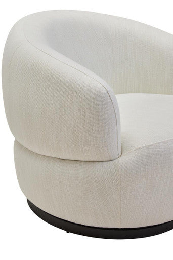Bordo Cream Textured Fabric Curved Swivel Chair