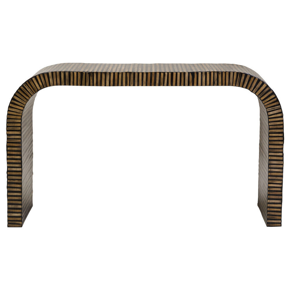 Bambusa Natural Bamboo Inlay Curved Console Table