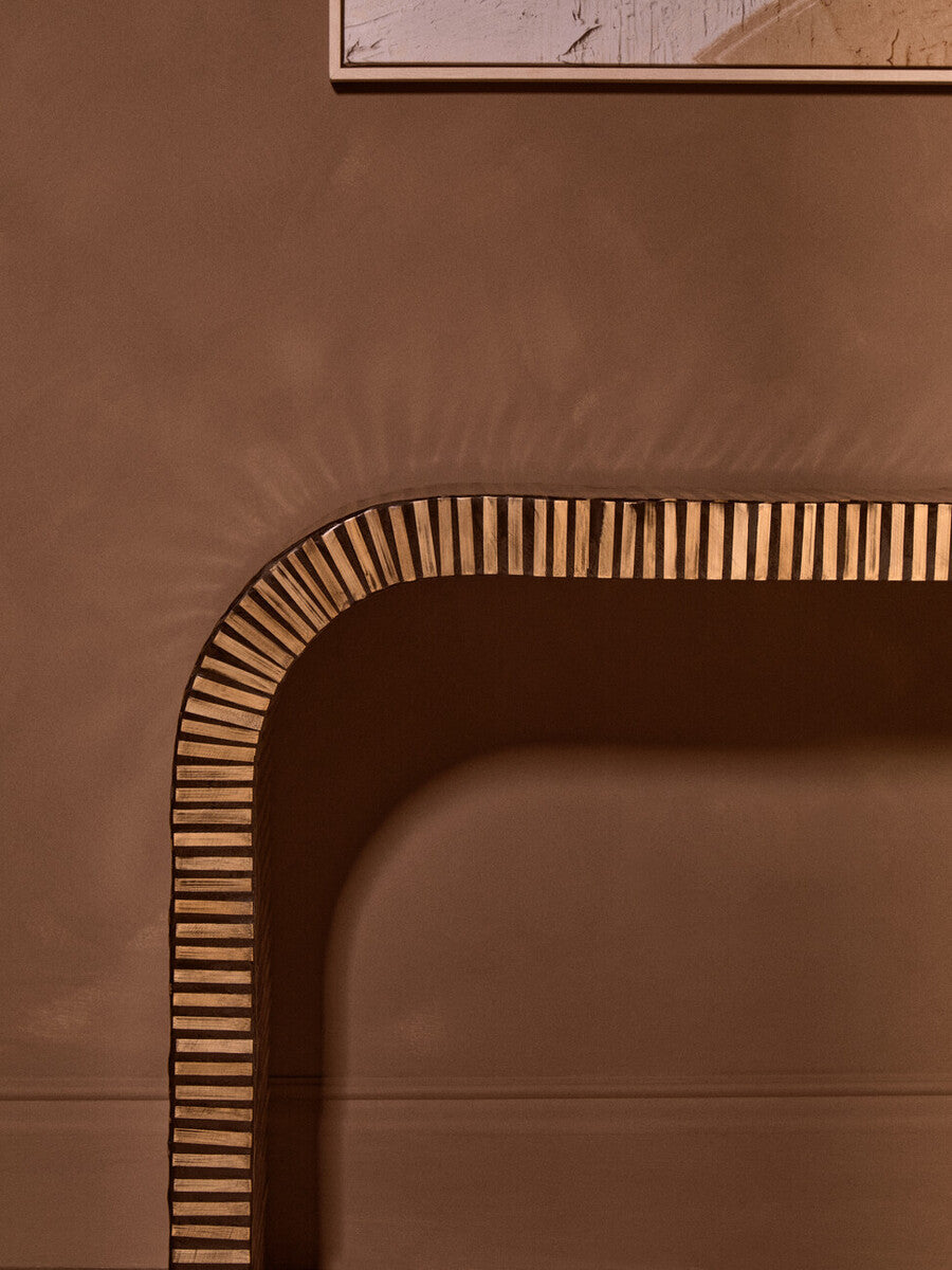 Bambusa Natural Bamboo Inlay Curved Console Table