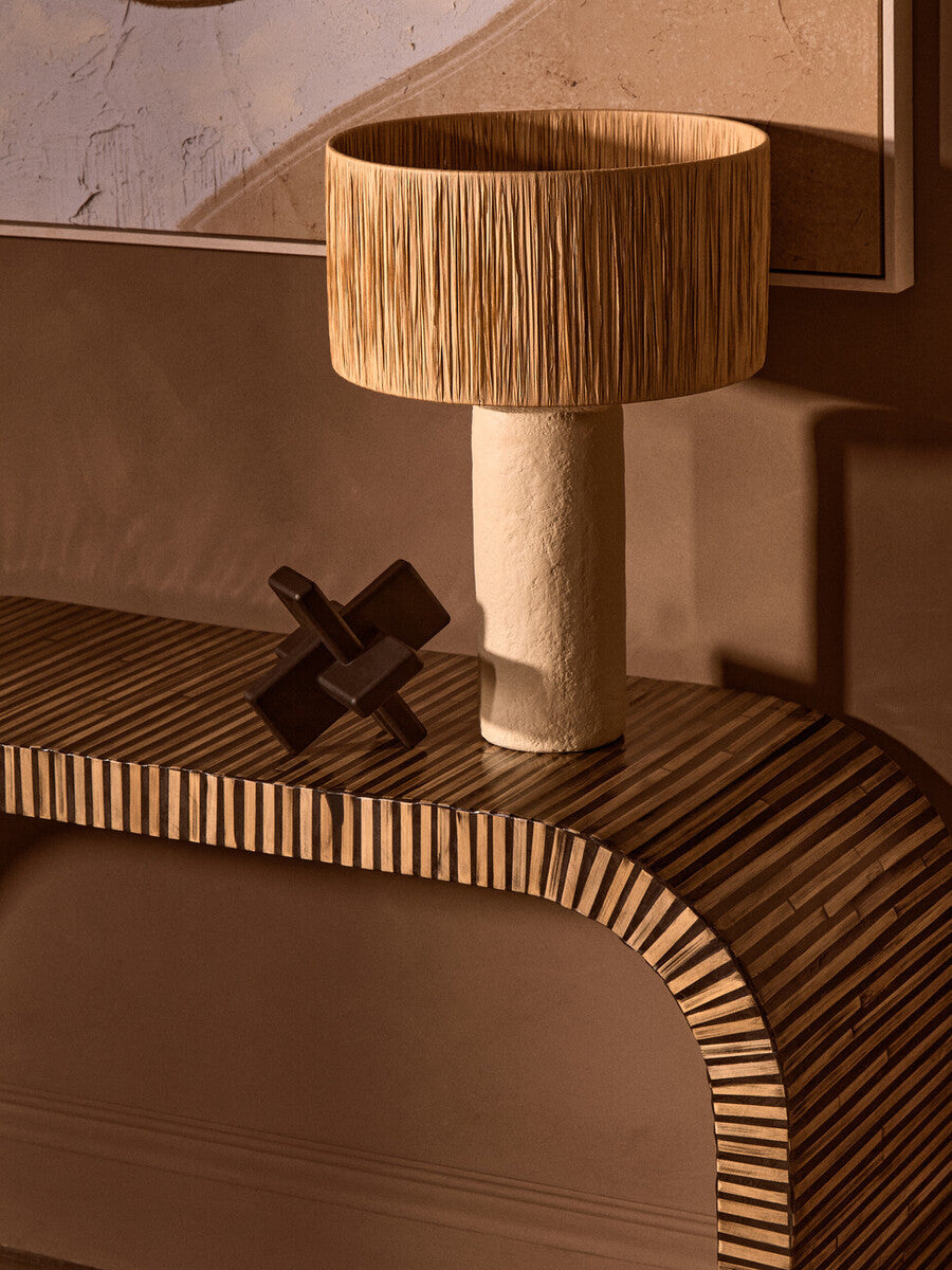 Bambusa Natural Bamboo Inlay Curved Console Table