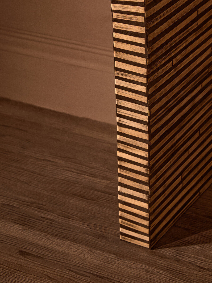 Bambusa Natural Bamboo Inlay Curved Console Table