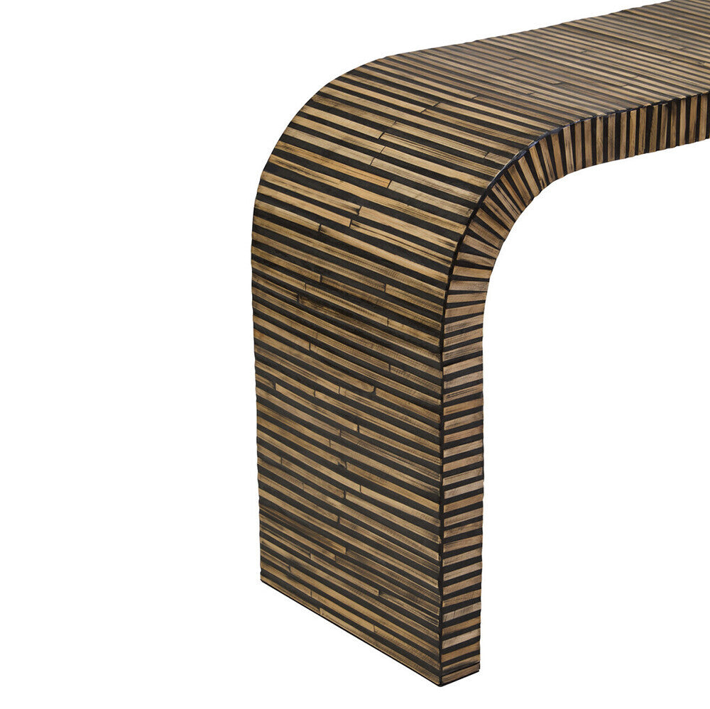 Bambusa Natural Bamboo Inlay Curved Console Table
