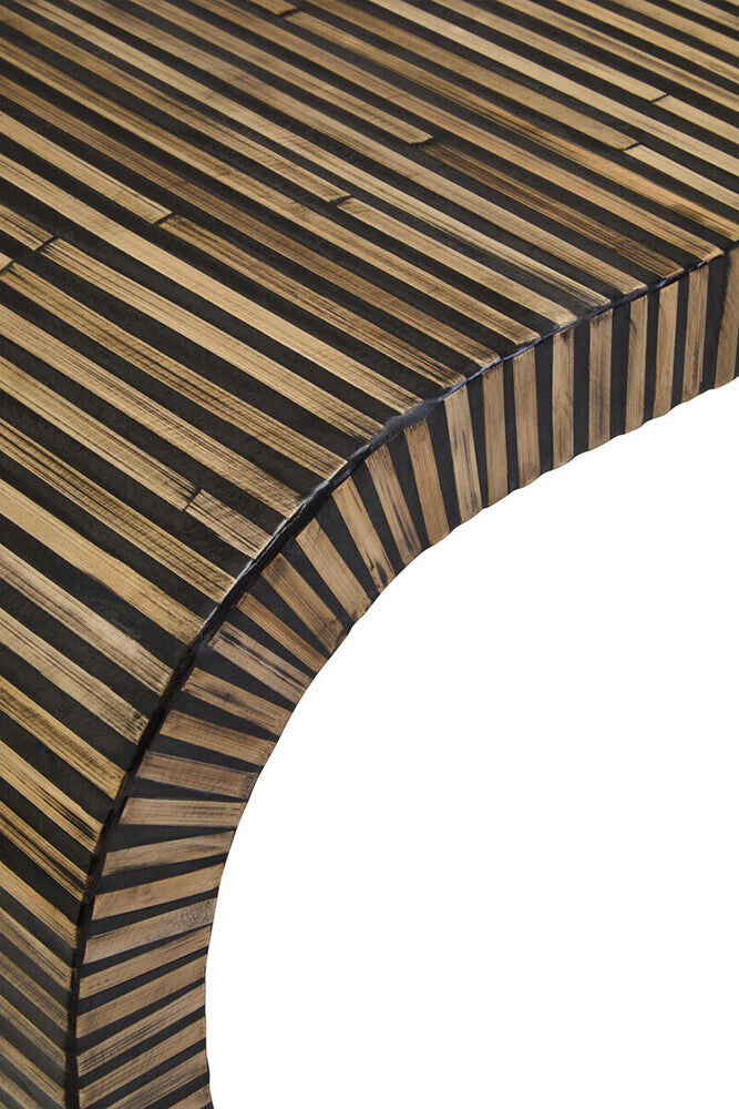 Bambusa Natural Bamboo Inlay Curved Console Table