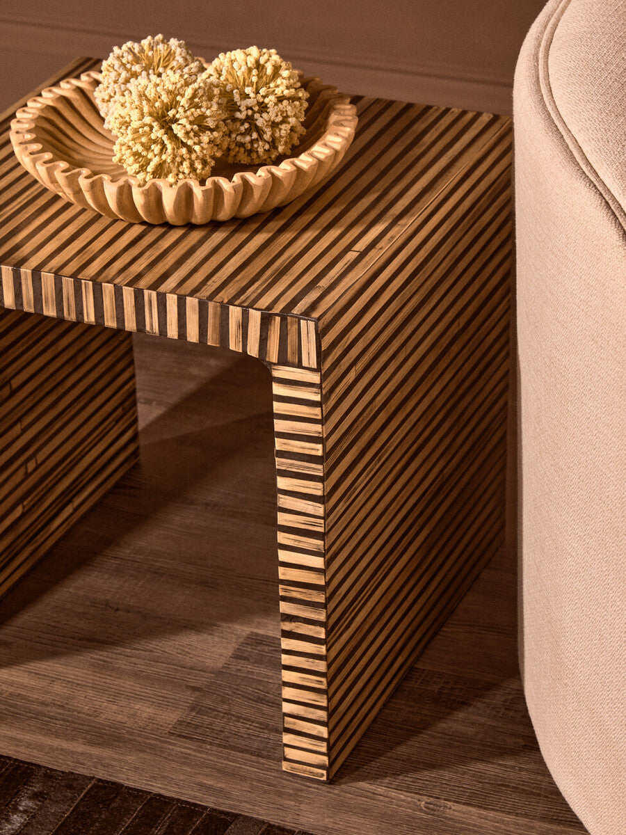 Bambusa Natural Bamboo Inlay Side Table