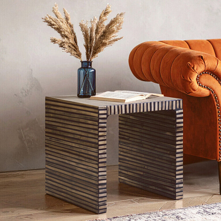 Bambusa Natural Bamboo Inlay Side Table