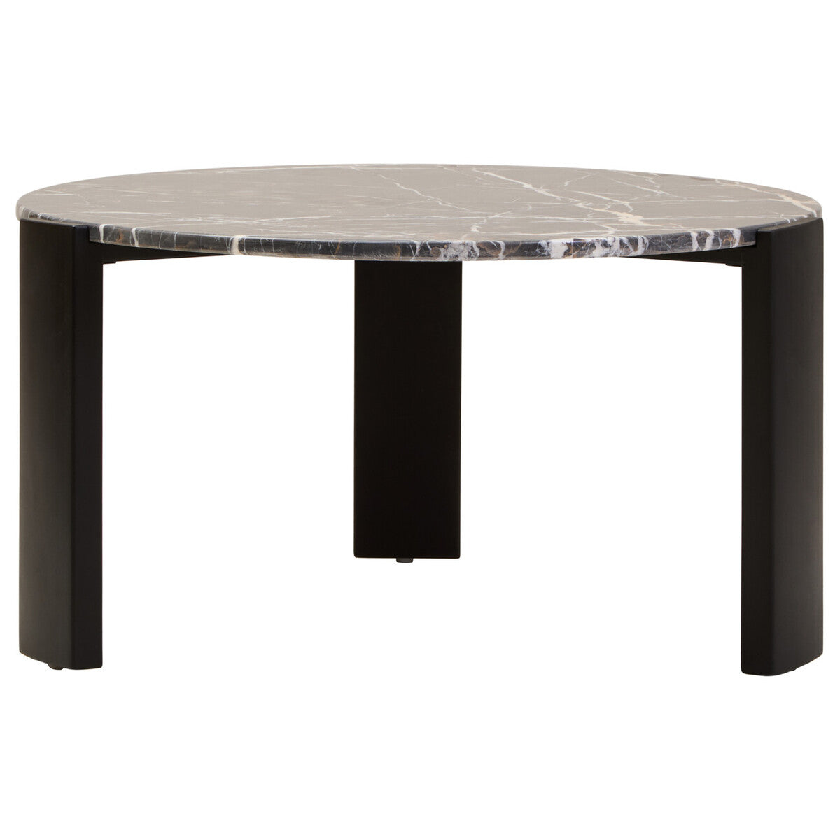 Palermo Black Marble and Acacia Wood Large Round Coffee Table