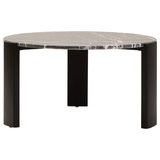 Palermo Black Marble and Acacia Wood Large Round Coffee Table