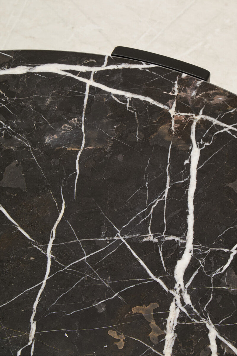 Palermo Black Marble and Acacia Wood Large Round Coffee Table