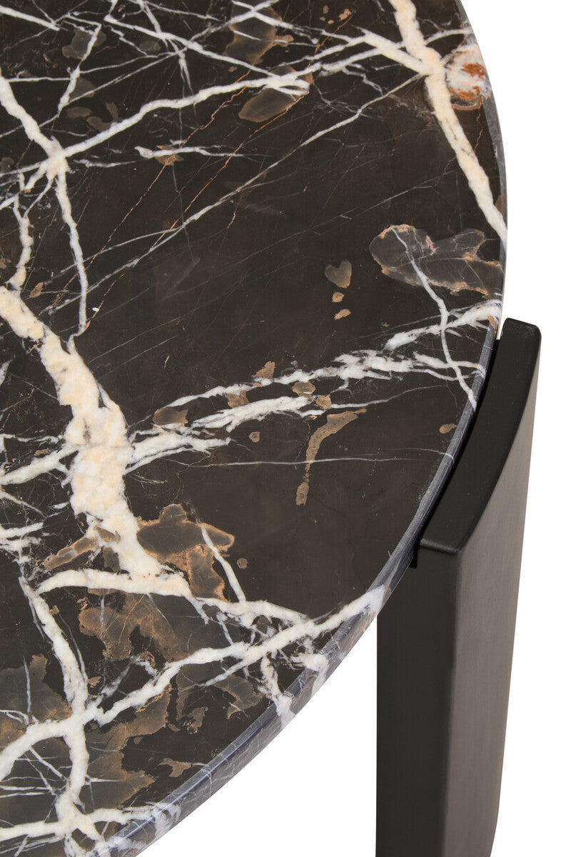 Palermo Black Marble and Acacia Wood Large Round Coffee Table