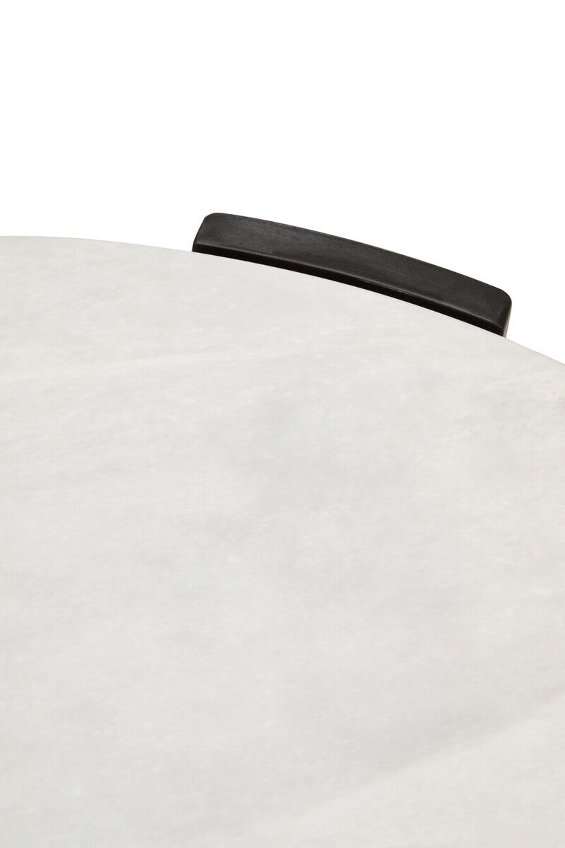 Palermo White Marble and Black Acacia Wood Large Round Coffee Table