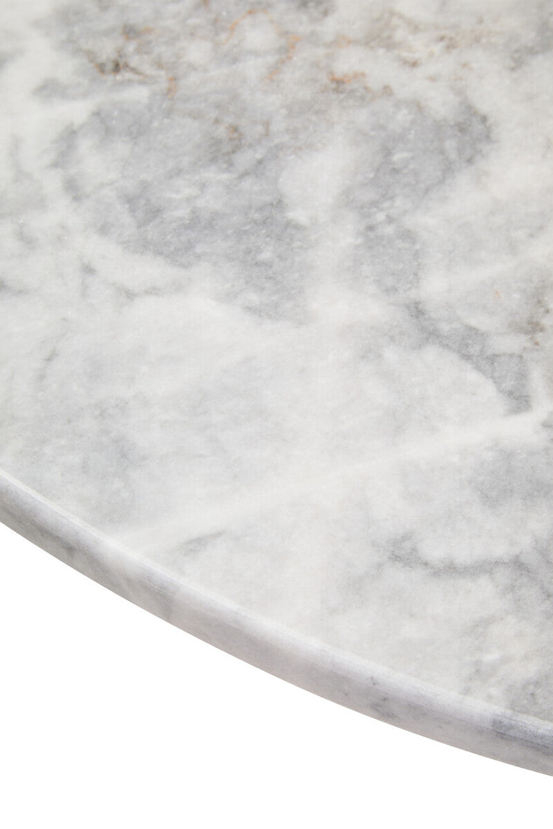 Palermo White Marble and Black Acacia Wood Large Round Coffee Table