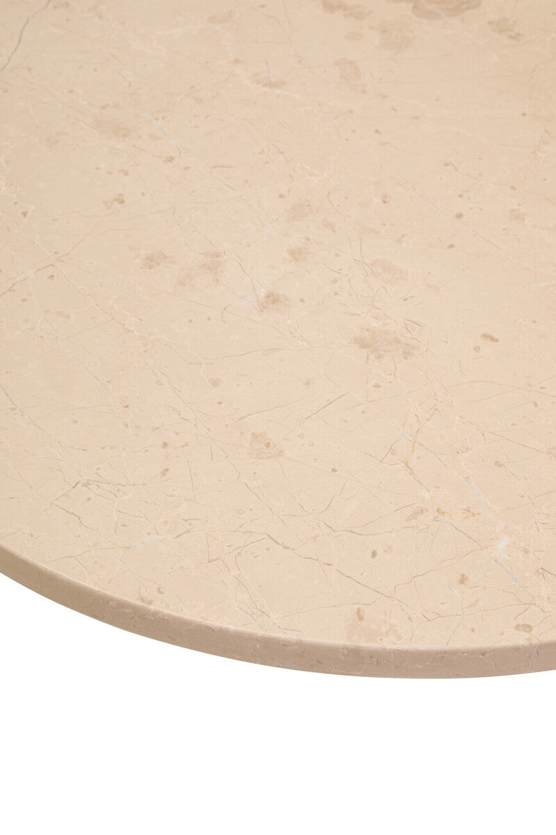 Palermo Cream Marble and Black Acacia Wood Small Round Coffee Table