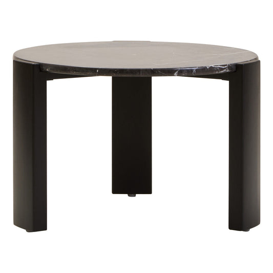 Palermo Black Marble and Acacia Wood Small Round Coffee Table