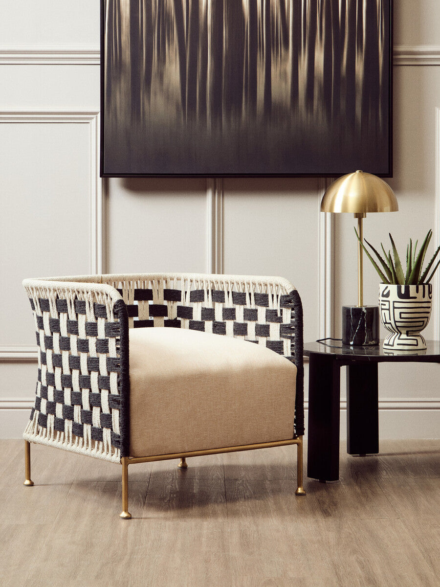Palermo Black Marble and Acacia Wood Small Round Coffee Table