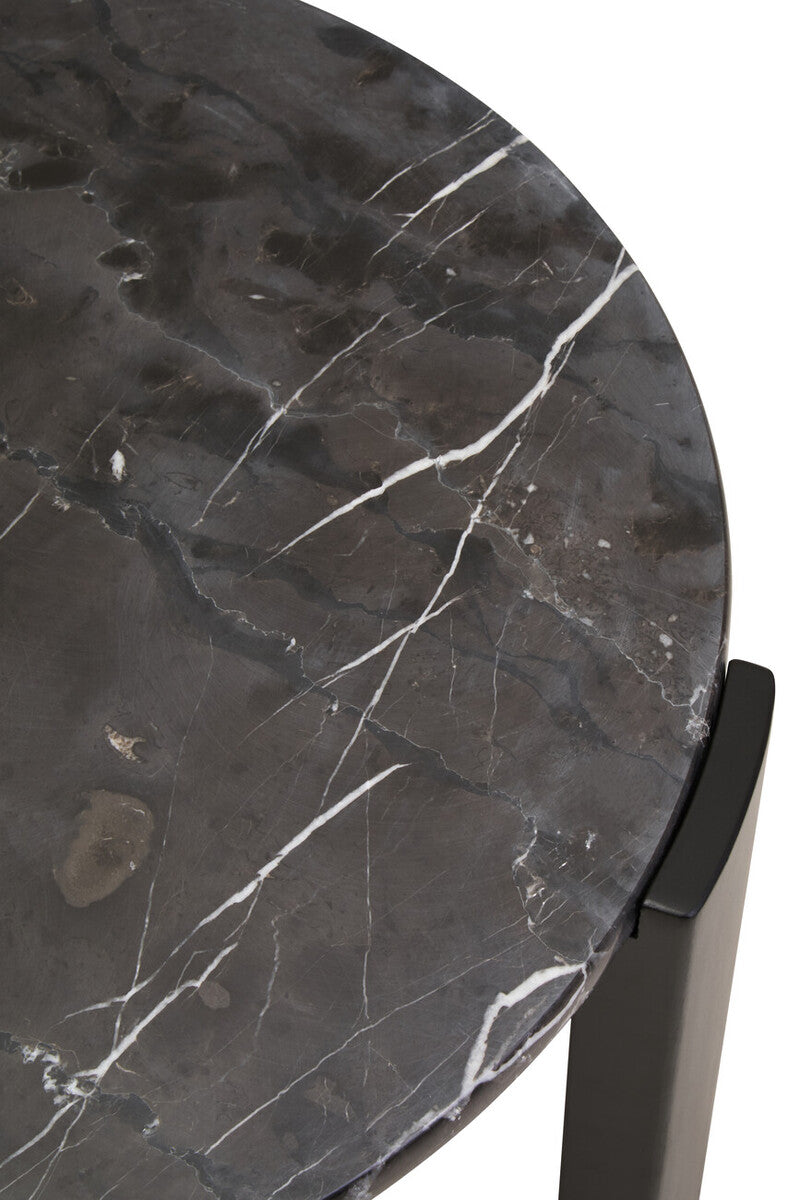 Palermo Black Marble and Acacia Wood Small Round Coffee Table