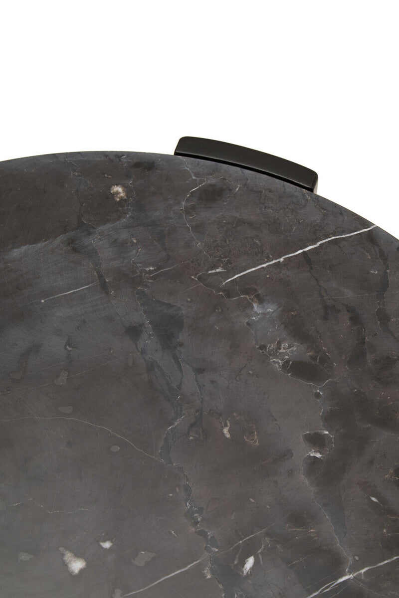 Palermo Black Marble and Acacia Wood Small Round Coffee Table