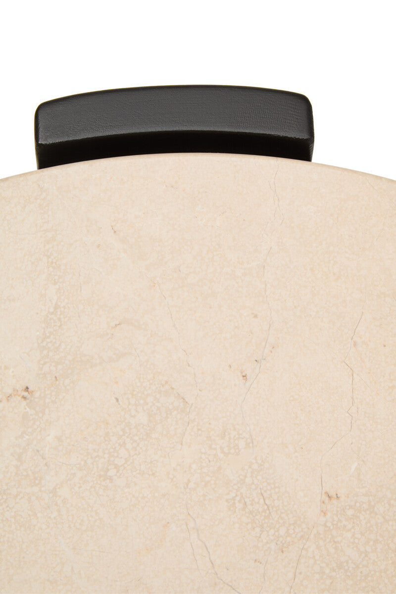 Cream Marble Top Round Side Table with Black Acacia Wood Legs | Palermo