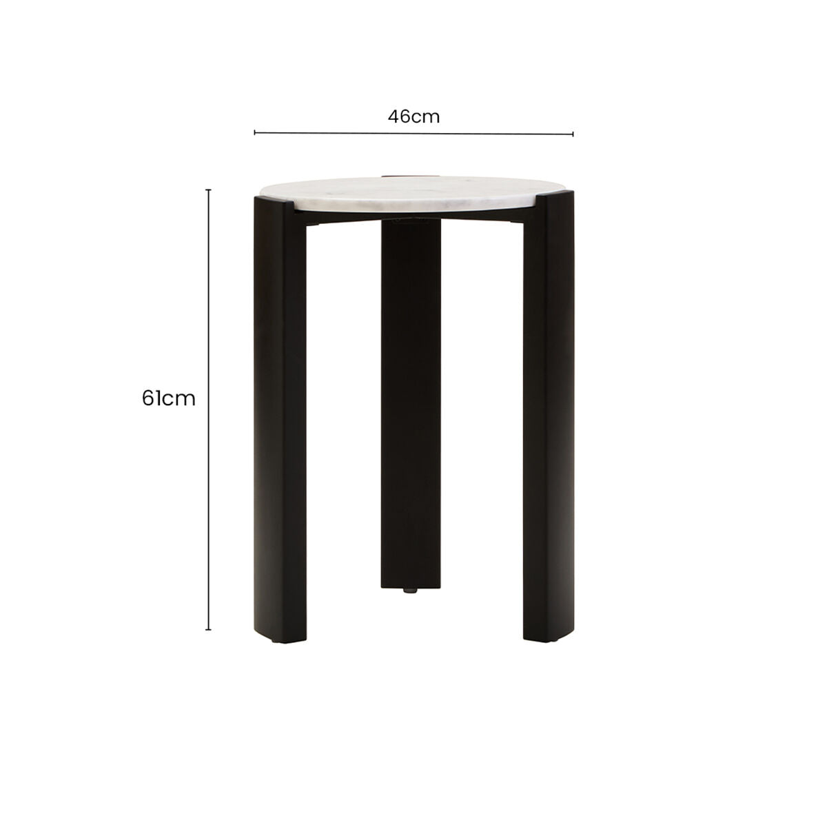 Palermo White Marble and Black Acacia Wood Round Side Table