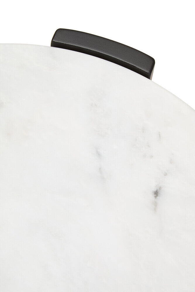 Palermo White Marble and Black Acacia Wood Round Side Table