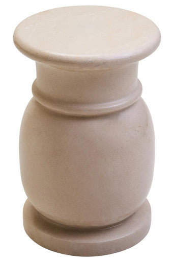 Zoro Cream Marble Side Table and Stool with Smooth Finish