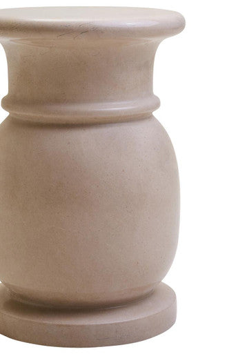 Zoro Cream Marble Side Table and Stool with Smooth Finish