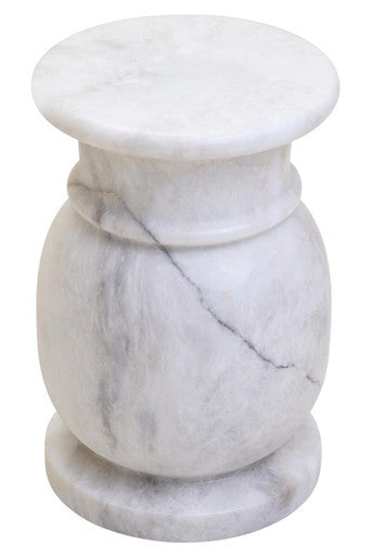 Zoro White Marble Side Table and Stool