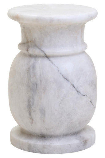 Zoro White Marble Side Table and Stool