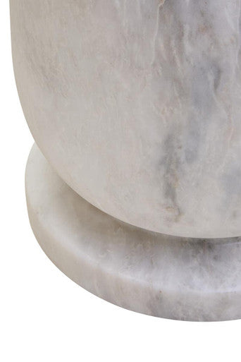 Zoro White Marble Side Table and Stool